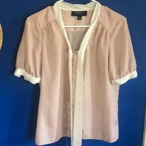 SUPER CUTE Pink and White Polka Dot Shirt.